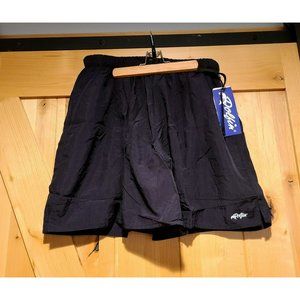 Vtg Dolfin Nylon Black Activewear Shorts Men's XXL Belt Lined Pockets NWT USA!